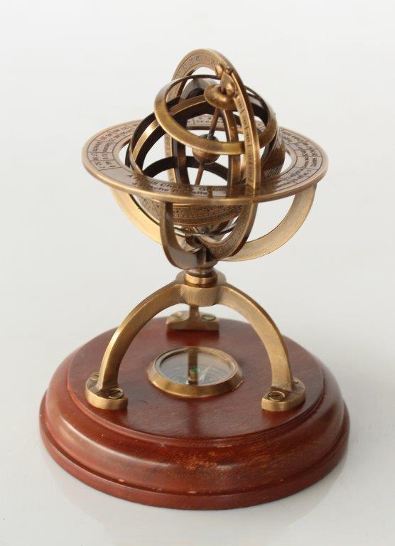 Small Brass Armillary Star Sign & Compass